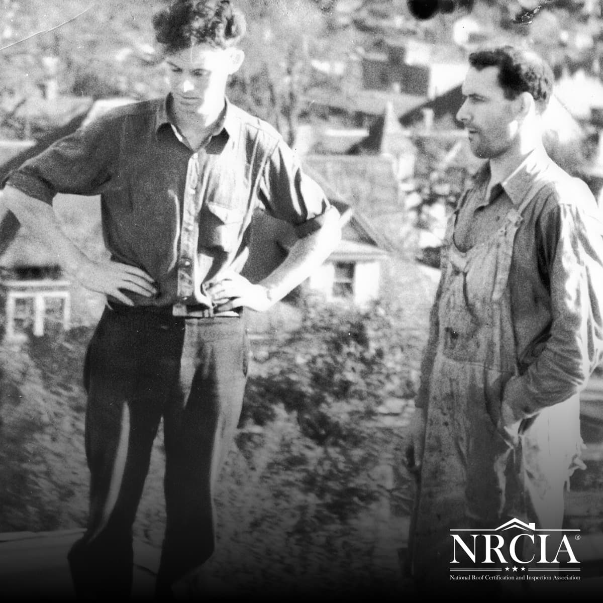 Paul and Elisha Watrous photographed outdoors after the 1938 hurricane in New London.
