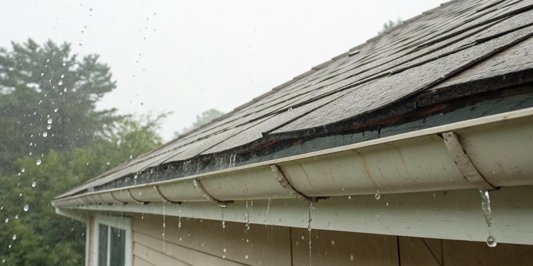Cracked flashing where a chimney meets the roof, showing what causes a roof to leak.