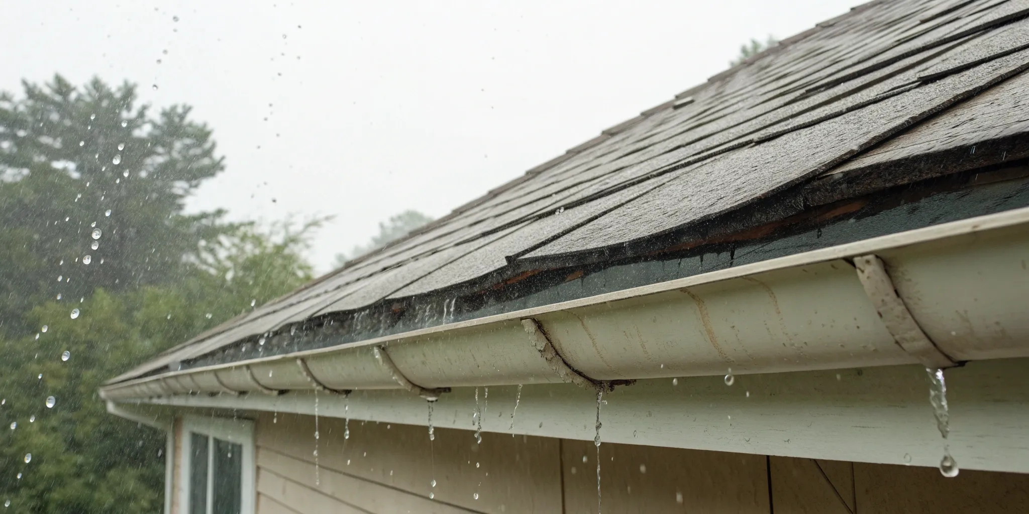 Cracked flashing where a chimney meets the roof, showing what causes a roof to leak.